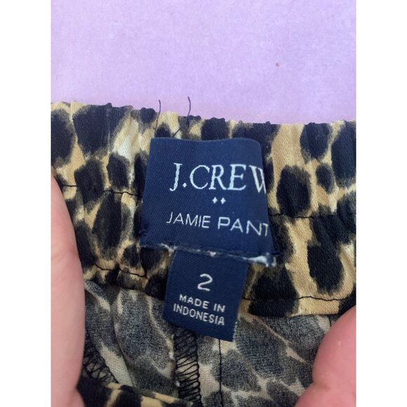 Women’s J.Crew Leopard Print Jamie Trouser Pants Size 2 With Elastic Waist - Picture 3 of 5